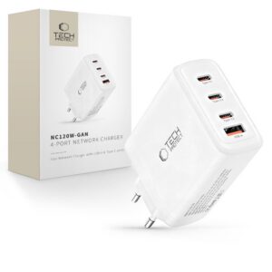 Sieťová nabíjačka Tech-Protect NC120W-GAN 120 W, 4 porty – biela