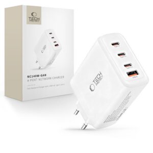 Sieťová nabíjačka Tech-Protect NC140W-GAN 140 W, 4 porty – biela