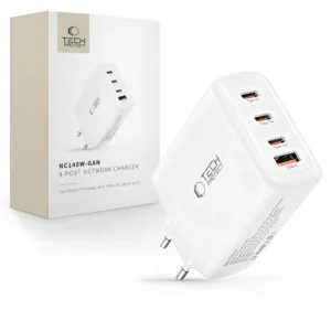 Sieťová nabíjačka Tech-Protect NC140W-GAN 140 W, 4 porty – biela