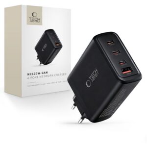 Sieťová nabíjačka Tech-Protect NC120W-GAN 120 W, 4 porty – čierna