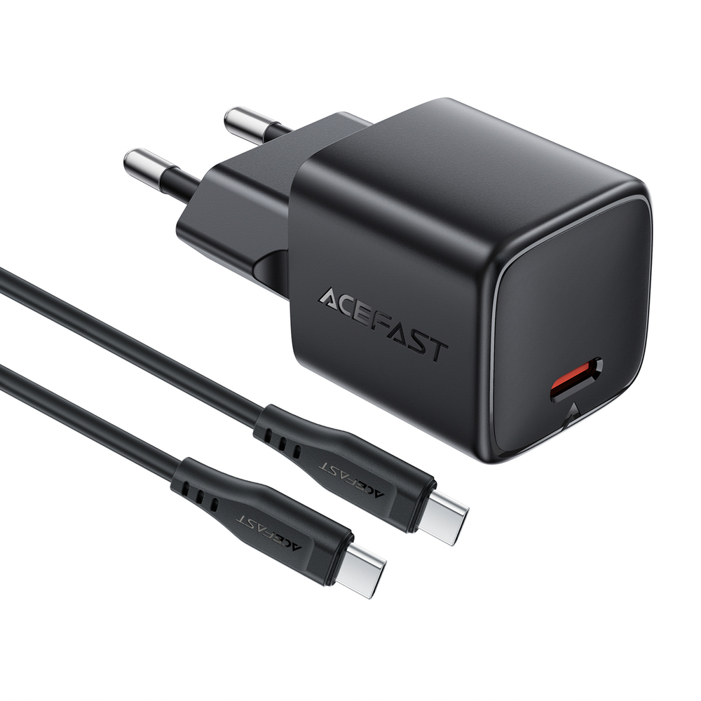 Sieťová nabíjačka Acefast A118 30 W GaN USB-C s káblom USB-C na USB-C 1,2 m – čierna – Obrázok 2