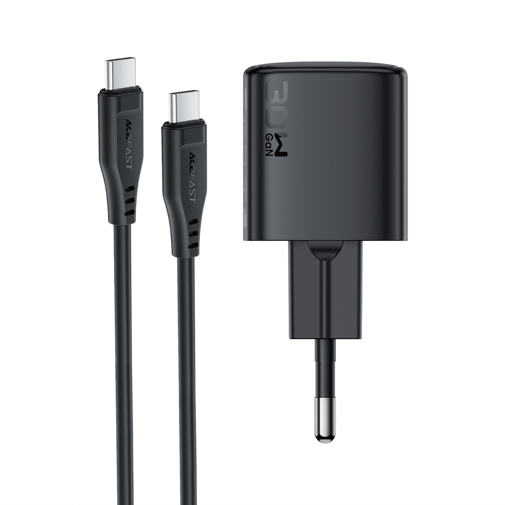 Sieťová nabíjačka Acefast A118 30 W GaN USB-C s káblom USB-C na USB-C 1,2 m – čierna – Obrázok 4