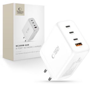 Sieťová nabíjačka Tech-Protect NC200W-GaN 200 W, 4 porty – biela