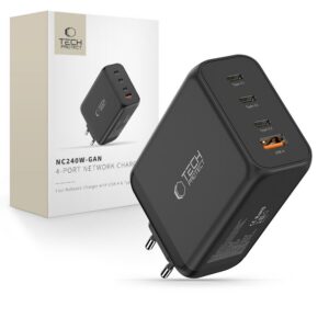 Sieťová nabíjačka Tech-Protect NC240W-GaN 240 W, 4 porty – čierna