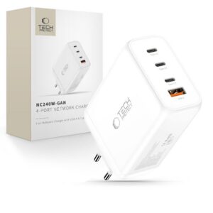 Sieťová nabíjačka Tech-Protect NC240W-GaN 240 W, 4 porty – biela