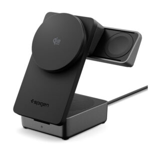 Magnetická bezdrôtová nabíjačka Spigen Essential 3v1 Qi2.2 25 W MagSafe – čierna