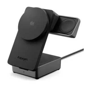 Magnetická bezdrôtová nabíjačka Spigen Essential 3v1 Qi2.2 25 W MagSafe – čierna