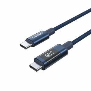 Kábel Choetech XCC-1068 PD 60 W USB-C – USB-C s displejom 1,2 m – modrá