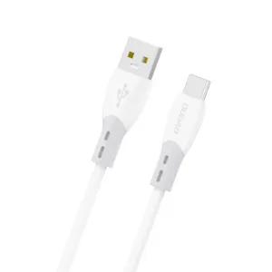 Kábel Dudao L25ST USB-A – USB-C 5 A s mäkkým silikónovým opletom 1 m – biela