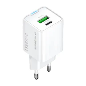 Sieťová nabíjačka Wozinsky WWC-35W GaN USB-A + USB-C – biela