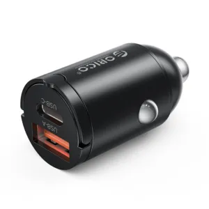 Nabíjačka do auta Orico MiniRing 30 W USB-A + USB-C – čierna