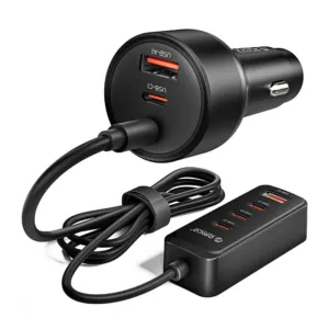 Nabíjačka do auta Orico ChargeClip 108 W 2x USB-A + 4x USB-C s klipom – čierna