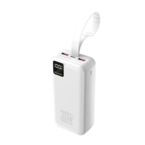 Powerbanka Wozinsky W8-W 30 000 mAh 30 W 2x USB-A a USB-C s baterkou – biela