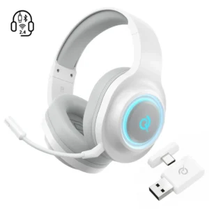 Slúchadlá QCY Heroad V200 Tri-Mode herná s 7.1 Sound, 240h batéria, a odnímateľný mikrofónom – biela