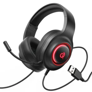 Káblové slúchadlá QCY V200 Pro herná s 7.1 Sound a odnímateľný mikrofónom – čierna