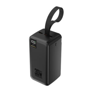 Powerbanka Wozinsky W8-B 50 000 mAh 30 W 2x USB-A, 2x USB-C a micro USB s baterkou – čierna