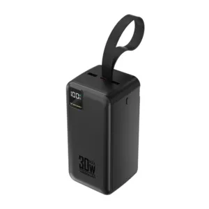 Powerbanka Wozinsky W8-B 50 000 mAh 30 W 2x USB-A, 2x USB-C a micro USB s baterkou – čierna