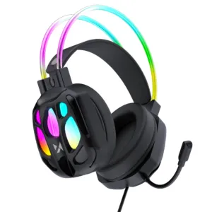 Káblové herné slúchadlá Wozinsky WSG-1118 s mikrofónom a RGB podsvietením – čierna