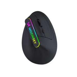 Bezdrôtová vertikálna ergonomická herná myš Wozinsky WMG-1164 3600 DPI s RGB podsvietením – čierna
