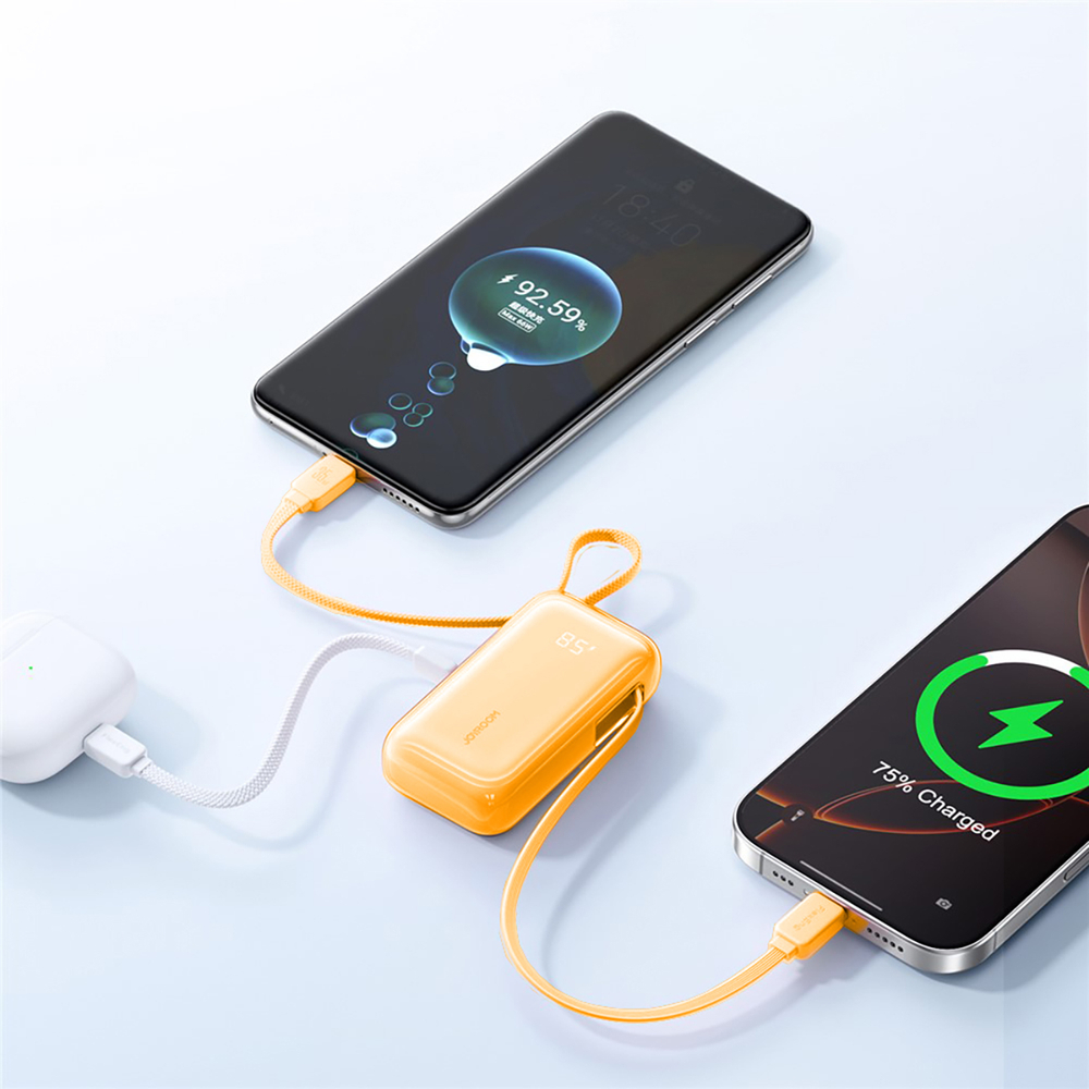 Powerbanka Joyroom JR-PR2 35 W 10 000 mAh so zabudovanými káblami USB-C a Lightning – oranžová – Obrázok 3
