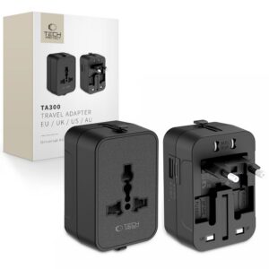 Cestovný adaptér Tech-Protect TA300 EU / UK / AU – čierna
