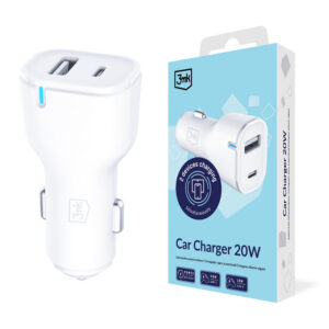 Nabíjačka do auta 3mk 20W PD3.0 QC 3.0 USB 1A1C – biela