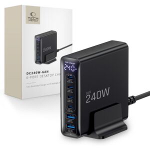 Nabíjacia stanica Tech-Protect DC240W-GaN 240 W QC 3.0, 6 portov (4x USB-C, 2x USB-A) – čierna