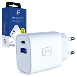 Sieťová nabíjačka 3mk FlowPower 25 W USB-A + USB-C PD QC4+ – biela