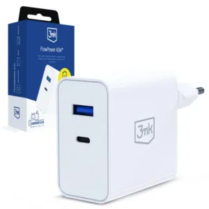 Sieťová nabíjačka 3mk FlowPower 45 W USB-A + USB-C PD 3.0 QC4+ – biela