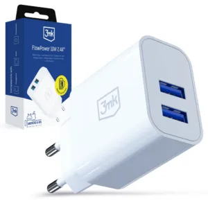 Sieťová nabíjačka 3mk FlowPower 10 W 2,4 A 2x USB-A – biela