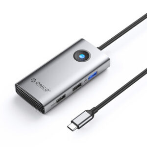 USB hub Orico PW11-5P USB-C dokovacia stanica 1x USB-A 3.0 + 2x USB-A 2.0 + 1x USB-C PD + 1x HDMI – sivá
