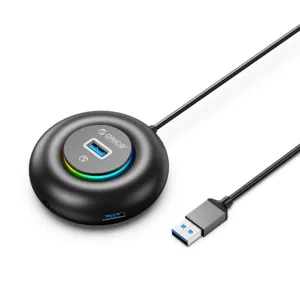 USB hub Orico YXR4-U3 RGB 4-portový, USB-A 3.0 s audio/mikrofónovým portom, 0,3 m – čierna