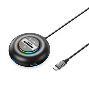 USB hub Orico YXR5-C3 4-portový, USB-A 3.0 s čítačkou SD a microSD, 0,3 m – čierna