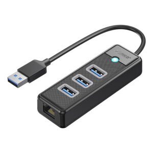 USB hub Orico PW3UR25-U3 4-portový, 3x USB-A 3.0, 1x RJ45 2,5 Gb/s Ethernet, 0,5 m – čierna