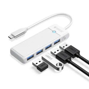 USB hub Orico PAPW4A-C3 4-portový, 4x USB-A 3.0, 1 m – biela
