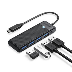 USB hub Orico PAPW4A-C3 4-port 4x USB-A 3.0 0.15 m – čierna
