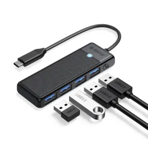 USB hub Orico PAPW4A-C3 4-portový, 4x USB-A 3.0, 0,15 m – čierna