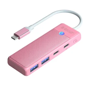 USB hub Orico PAPW2AC-C3-C3 4-port 2x USB-A 3.0 1x USB-C 3.0 s USB-C PD 100W nabíjaním 0.15m – ružová