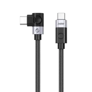 Kábel Orico CW240 USB-C – USB-C PD 240 W so zahnutým konektorom, 2 m – čierna