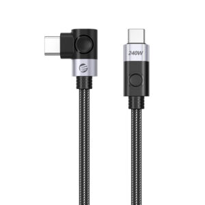 Kábel Orico CW240 USB-C – USB-C PD 240 W so zahnutým konektorom, 1,5 m – čierna