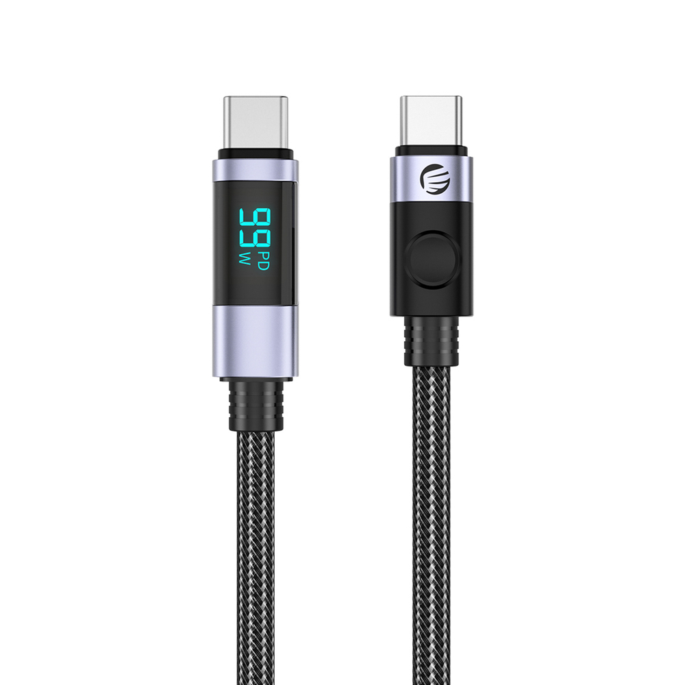 Kábel Orico LDC2C USB-C - USB-C PD 100W s LED displejom 480 Mbps 3 m – čierna