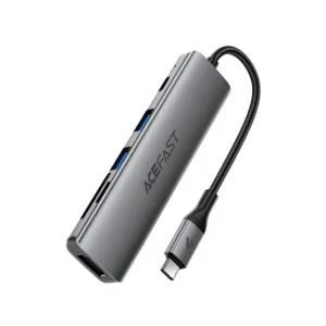USB hub Acefast J18 USB-C 6v1, HDMI 4K 60 Hz, PD 90 W, dokovacia stanica – sivá