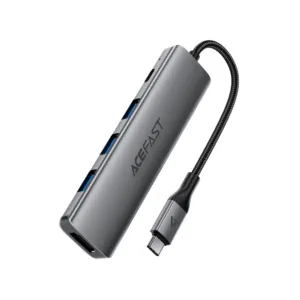 USB hub Acefast J16 USB-C 5v1, HDMI 4K 60 Hz, PD 90 W, dokovacia stanica – sivá