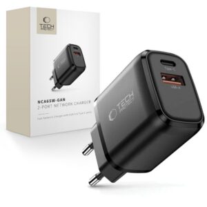 Sieťová nabíjačka Tech-Protect NCA65W-GAN PD 65 W / QC 3.0, 2 porty – čierna