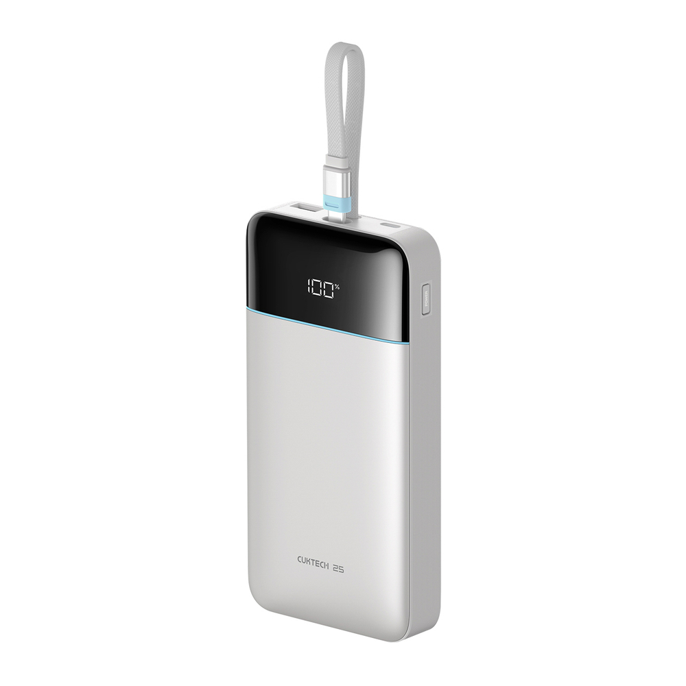 Powerbanka Cuktech LPB252N 120W 25000mAh so zabudovaným USB-C káblom – biela