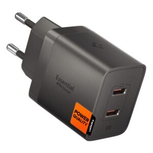 Sieťová nabíjačka Spigen Essential EE472EU-GAN 47 W, 2 porty – tmavosivá
