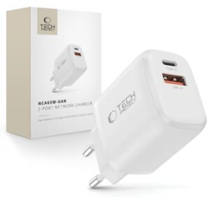 Sieťová nabíjačka Tech-Protect NCA65W-GAN PD 65 W / QC 3.0, 2 porty – biela