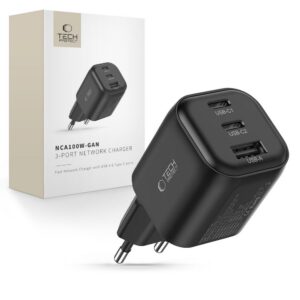 Sieťová nabíjačka Tech-Protect NCA100W-GaN PD 3.2 100 W / QC 3.0 – čierna