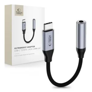 DAC adaptér Tech-Protect UltraBoost USB-C na 3,5 mm jack – tmavosivá