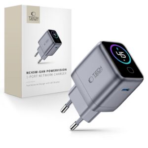 Sieťová nabíjačka Tech-Protect PowerVision NC45W-GaN PD 45 W, 1 port – tmavosivá